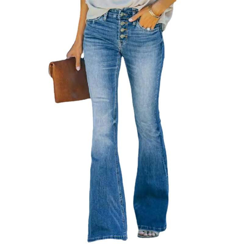 High Waist Designer Stretch Jeans – Trendy Flared Denim for Cowgirls - Rustic Avenue