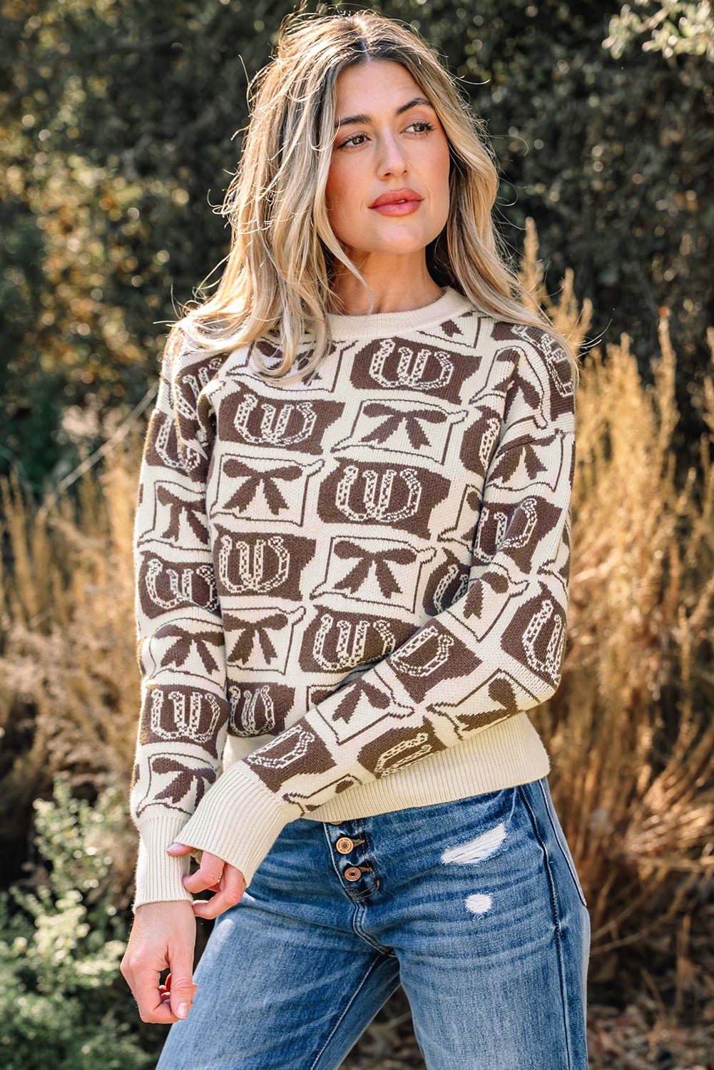 Sofia Western Fashion Print Sweater - Rustic Avenue