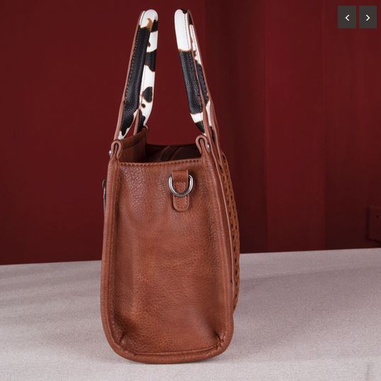 Wrangler Cow Print Concealed Carry Tote/Crossbody - Brown - Rustic Avenue