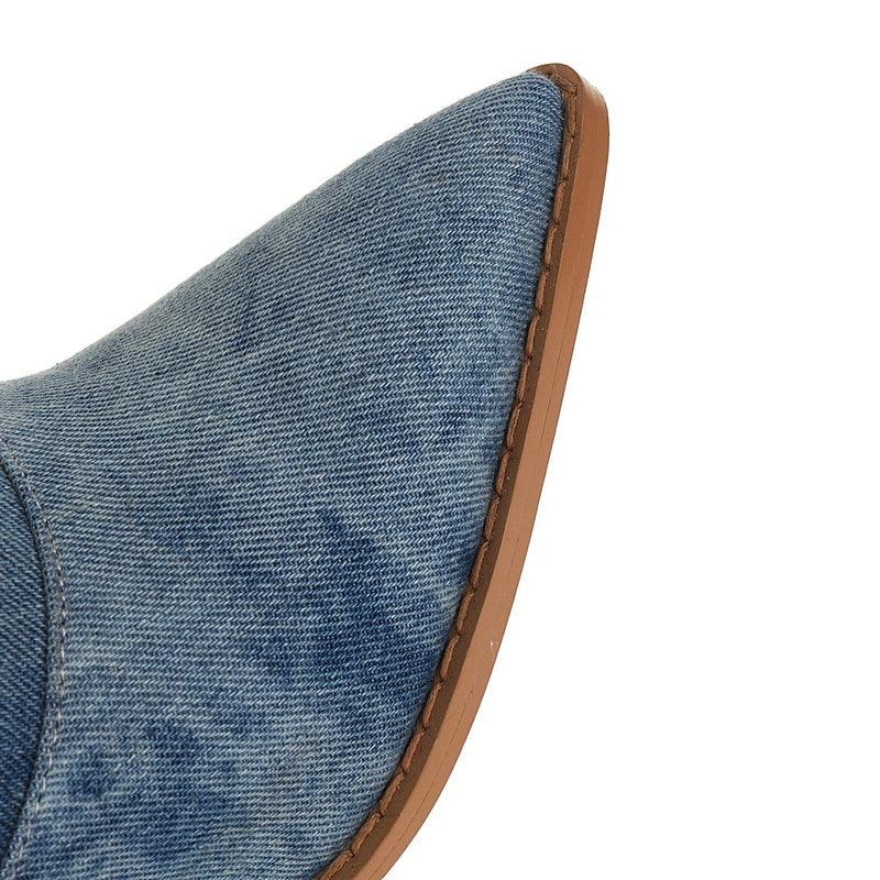 Tie Dye Denim Knee - High Cowgirl Boots - Rustic Avenue