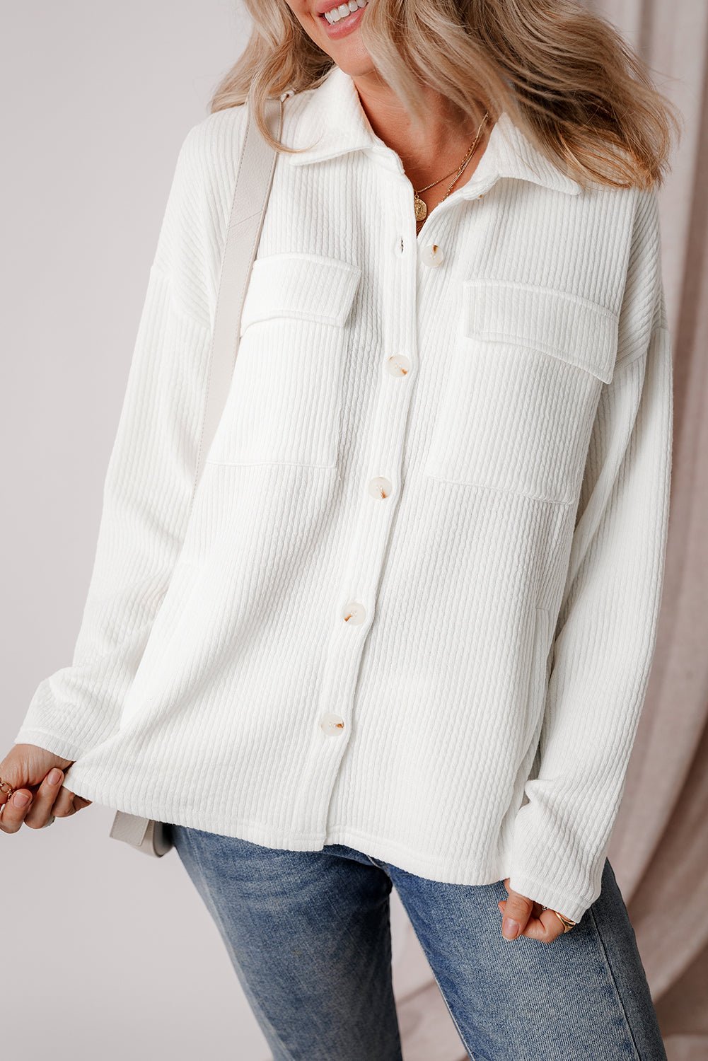 Lilith Corduroy Buttoned Long Sleeve Jacket - Rustic Avenue