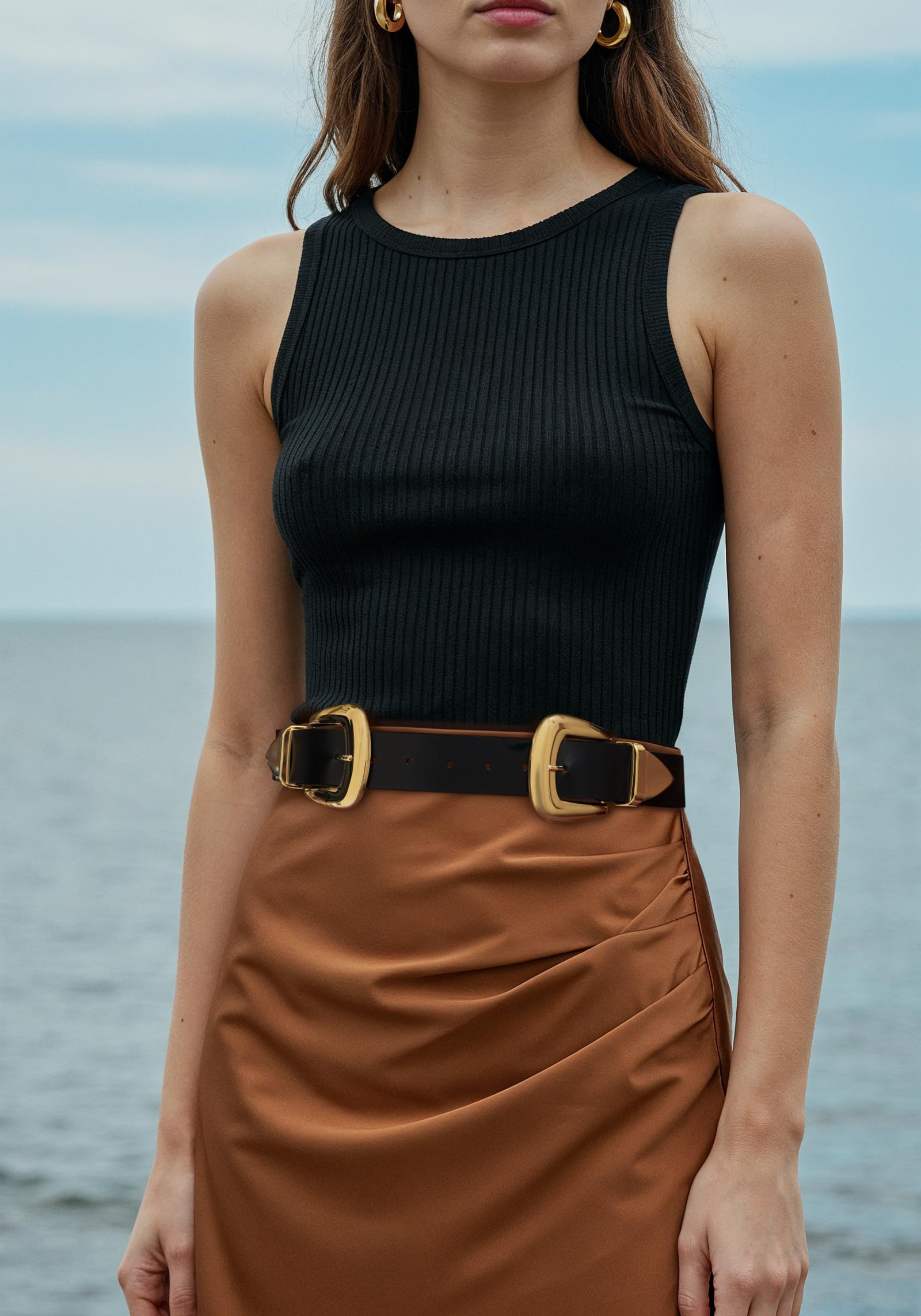 Double Buckle Western Waist Belt for Women