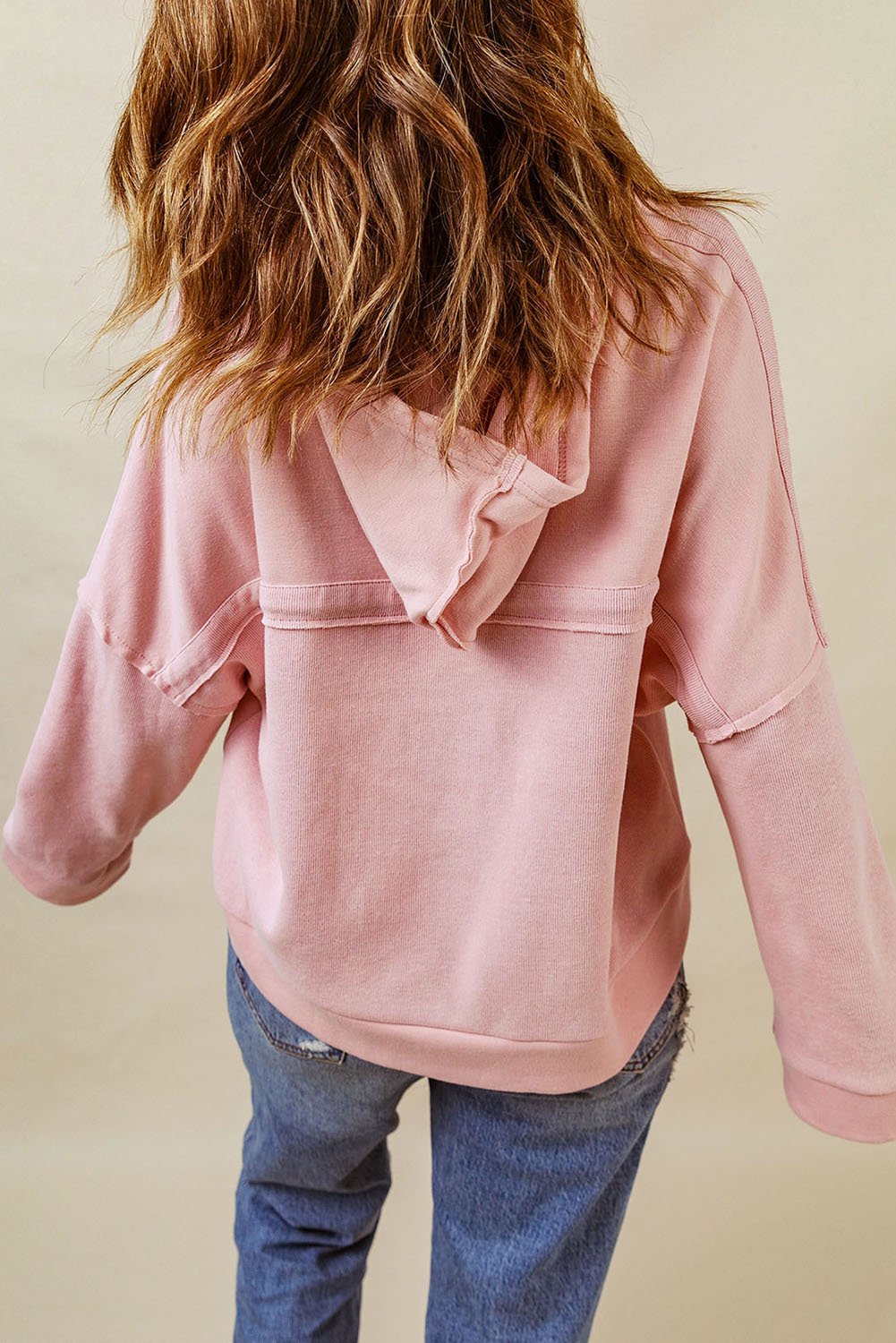 Ellanaya Solid Patchwork Trim Hoodie - Rustic Avenue