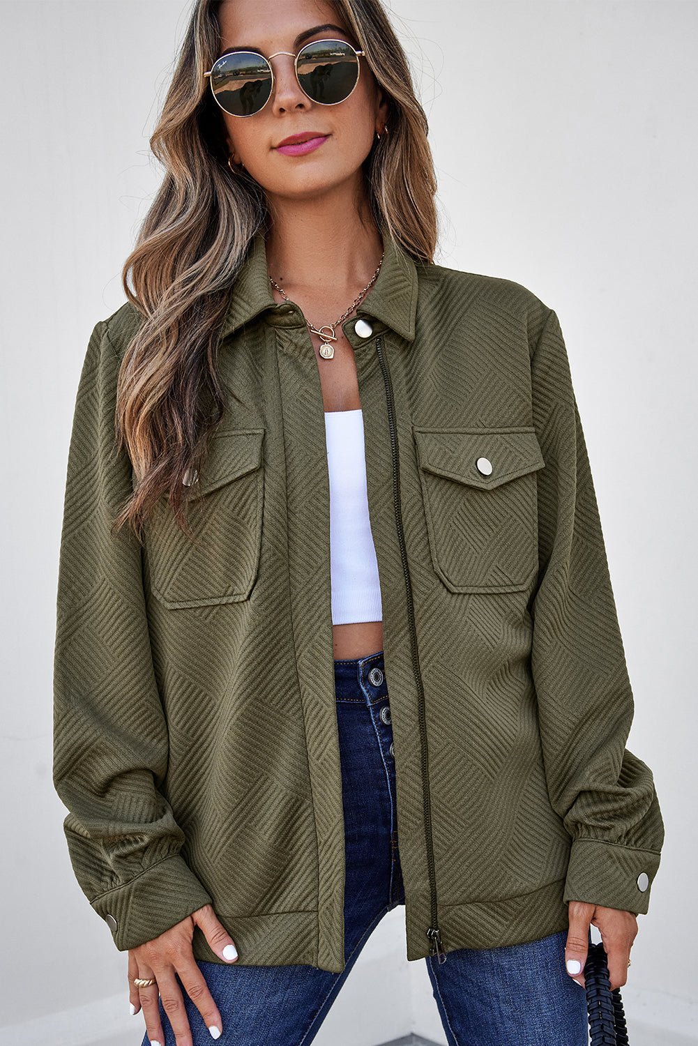 Remi Zip Up Flap Shirt - Rustic Avenue
