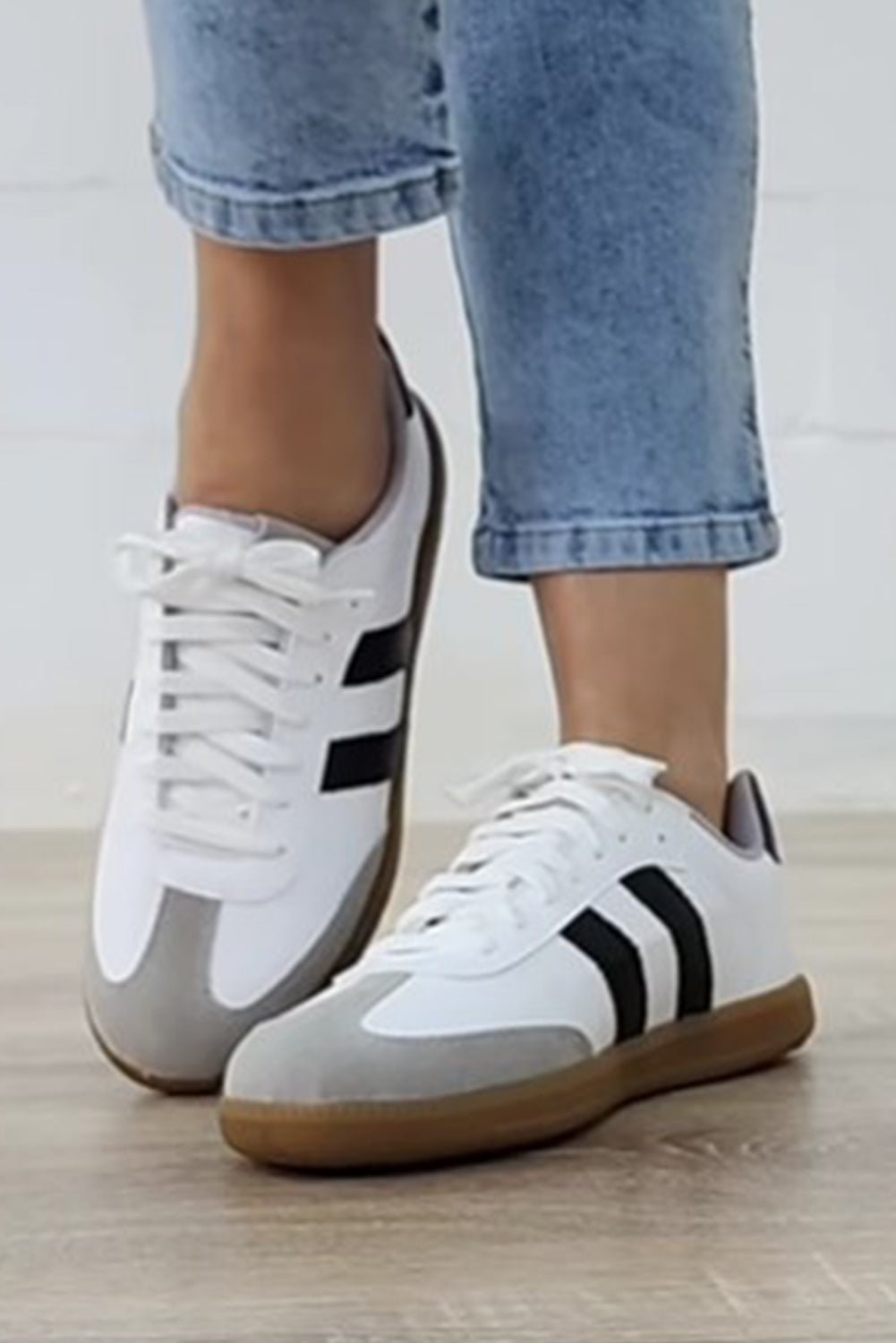 Willa Striped Lace - up Flat Sneakers - Rustic Avenue
