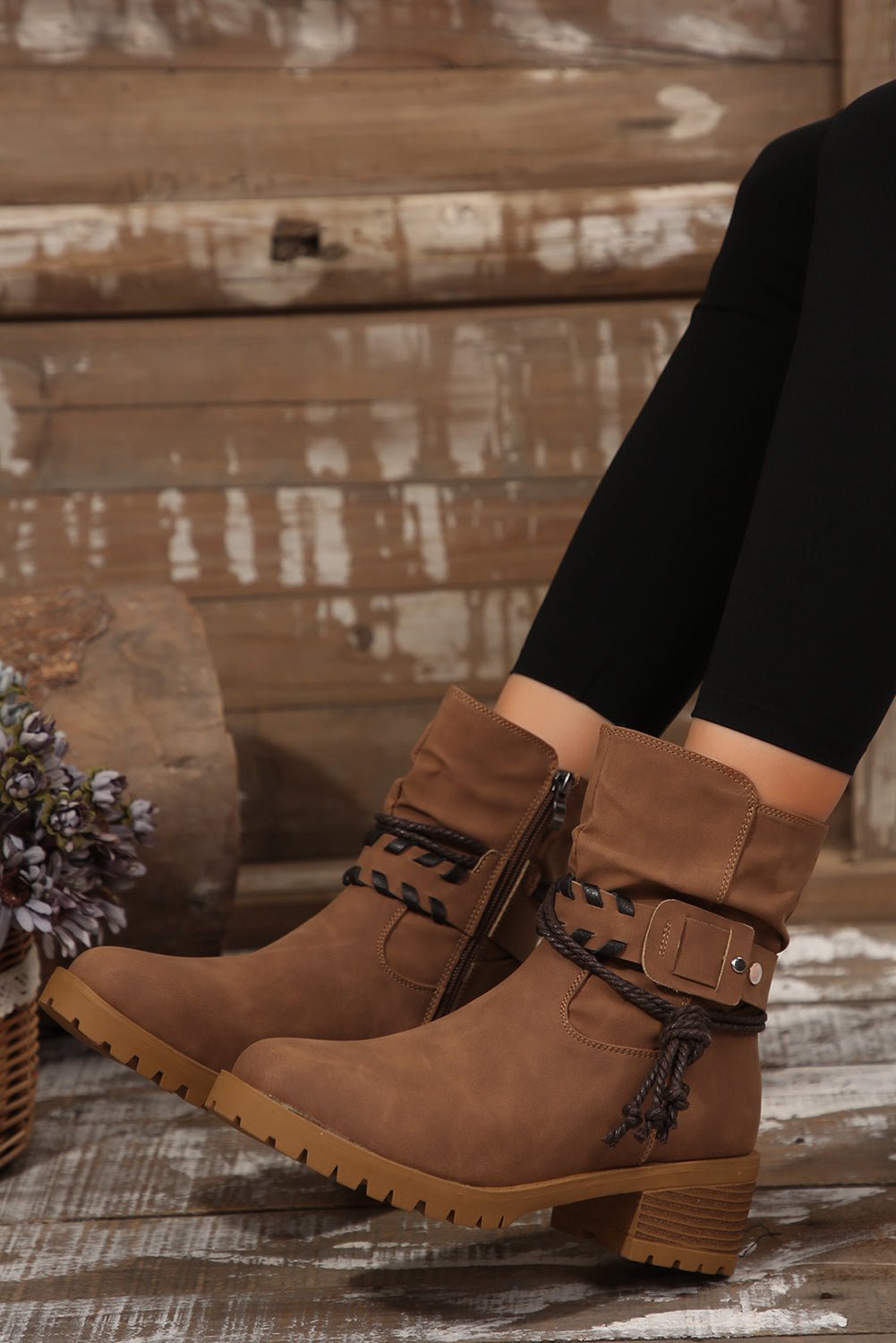 Mila Strap Side Zip Boots - Rustic Avenue