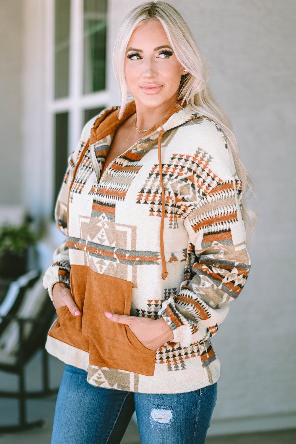 Isabella Kangaroo Half Zip Hoodie - Rustic Avenue
