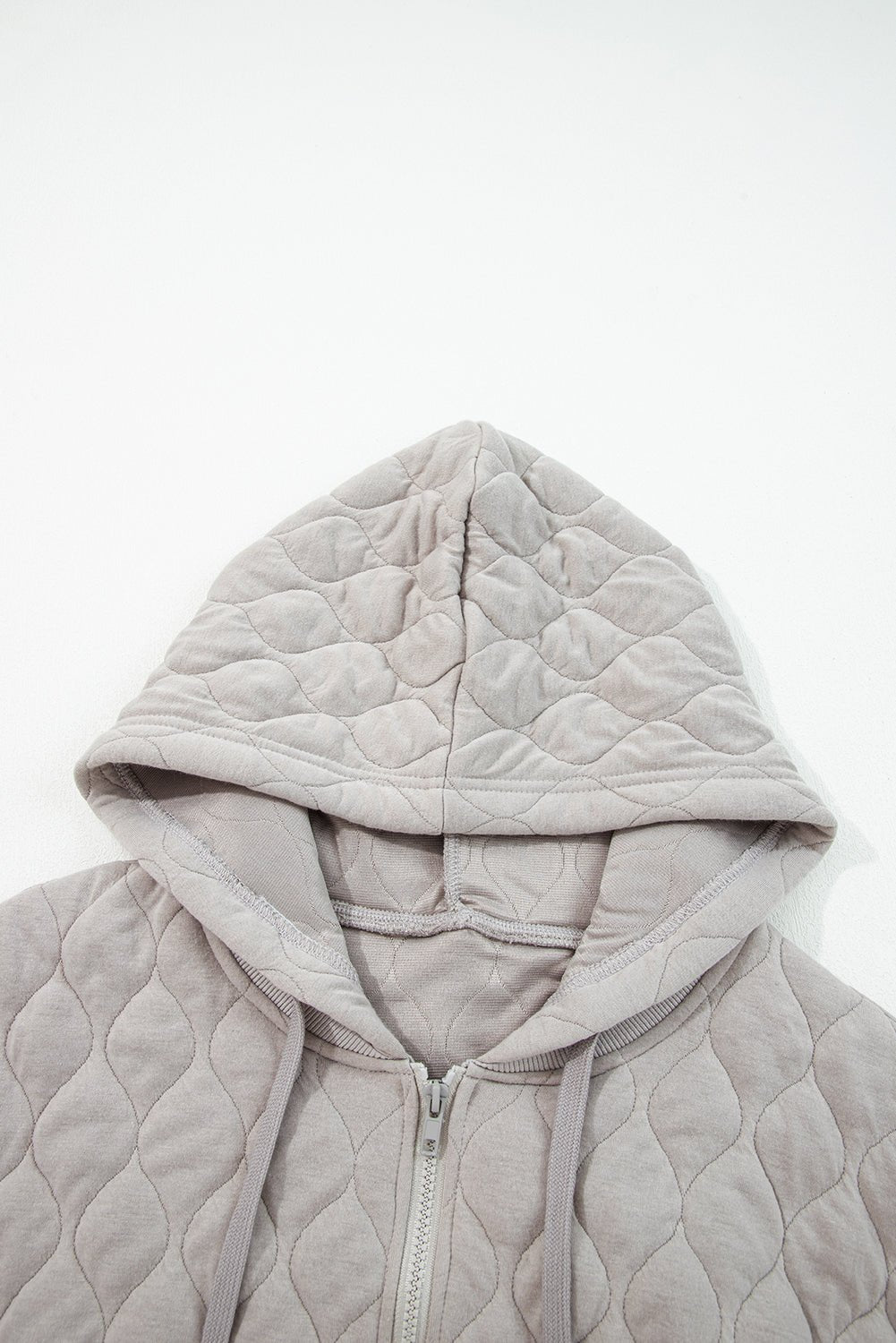 Gray Quilted Quarter Zip Plus Size Hoodie - Rustic Avenue