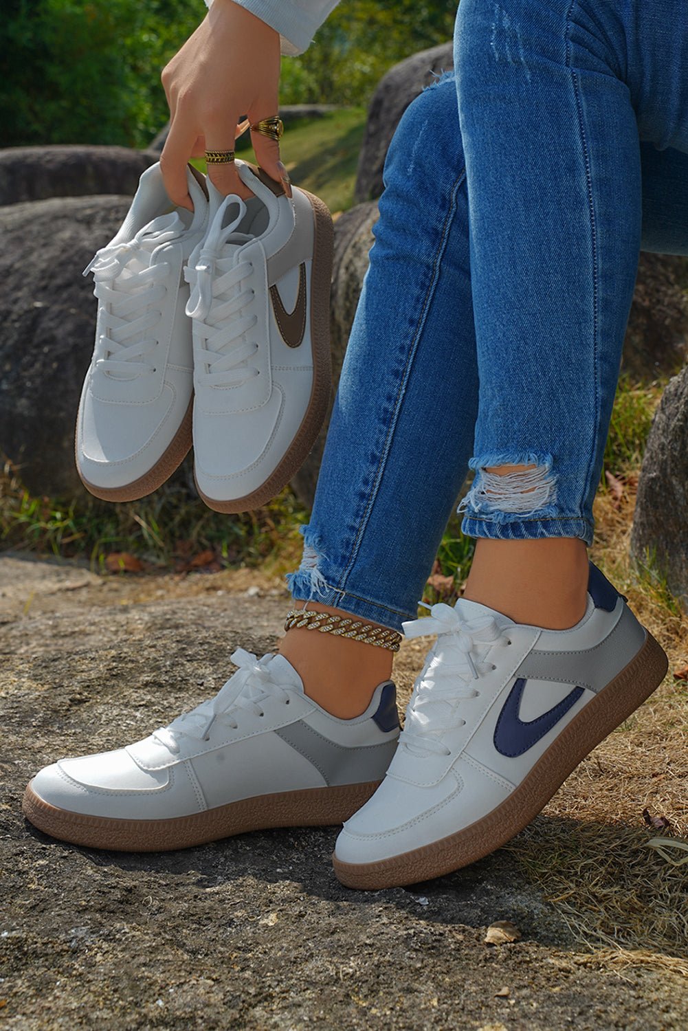 Elizabeth Leather Lace Up Sneakers - Rustic Avenue