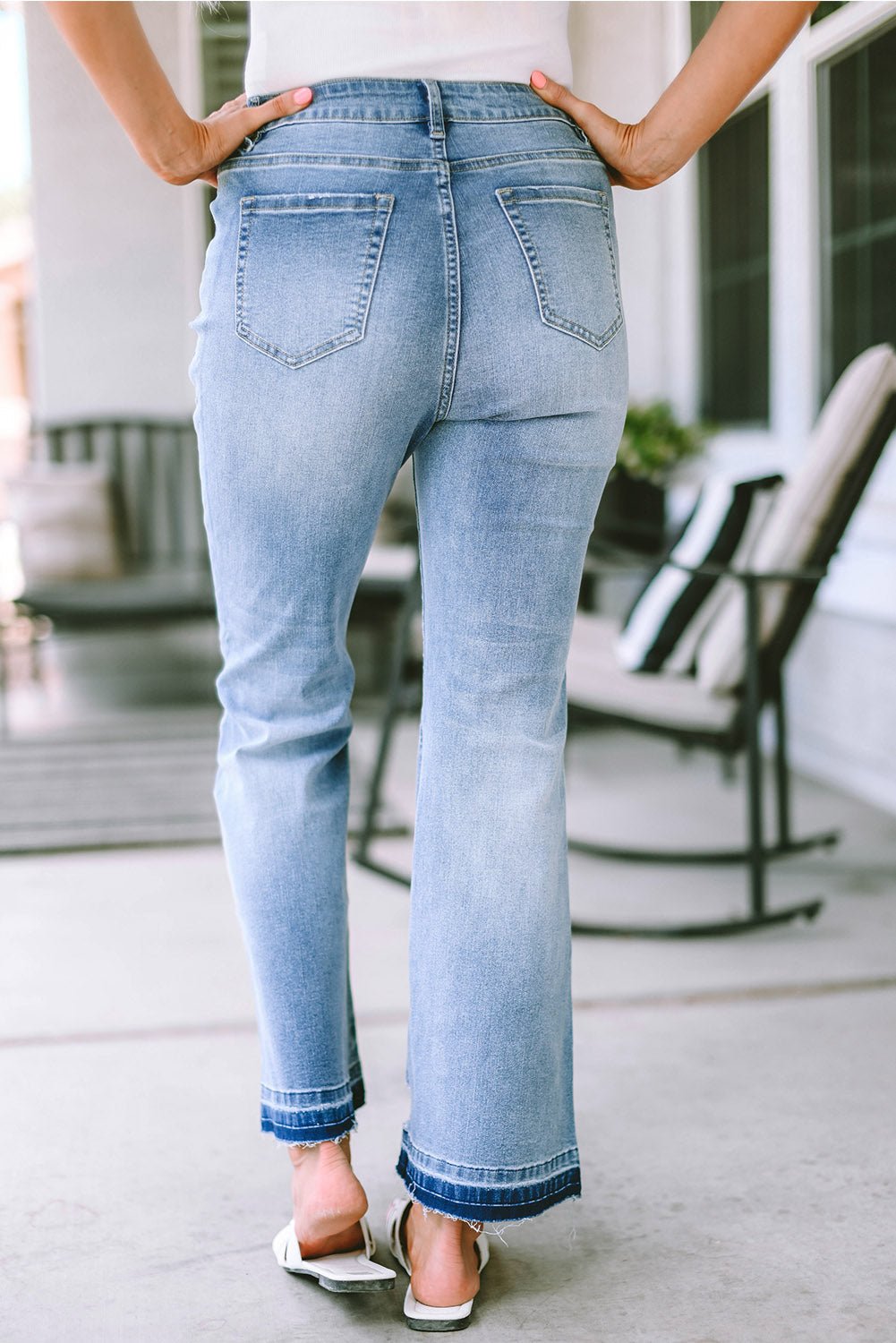 Kyra Waist Distressed Flared Jeans - Rustic Avenue