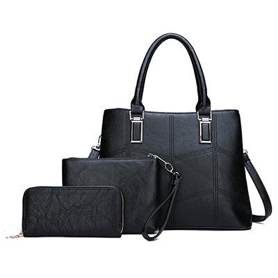 Luxury 3 Piece Leather Tote Set | Genuine Leather Cowgirl Shoulder Bag & Clutch - Rustic Avenue