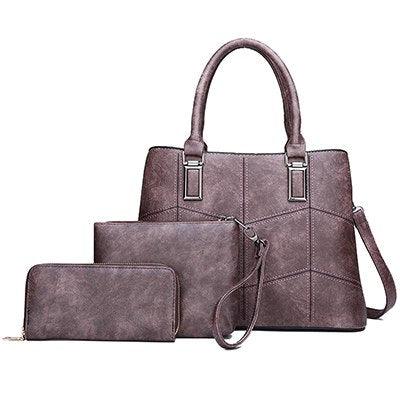 Luxury 3 Piece Leather Tote Set | Genuine Leather Cowgirl Shoulder Bag & Clutch - Rustic Avenue