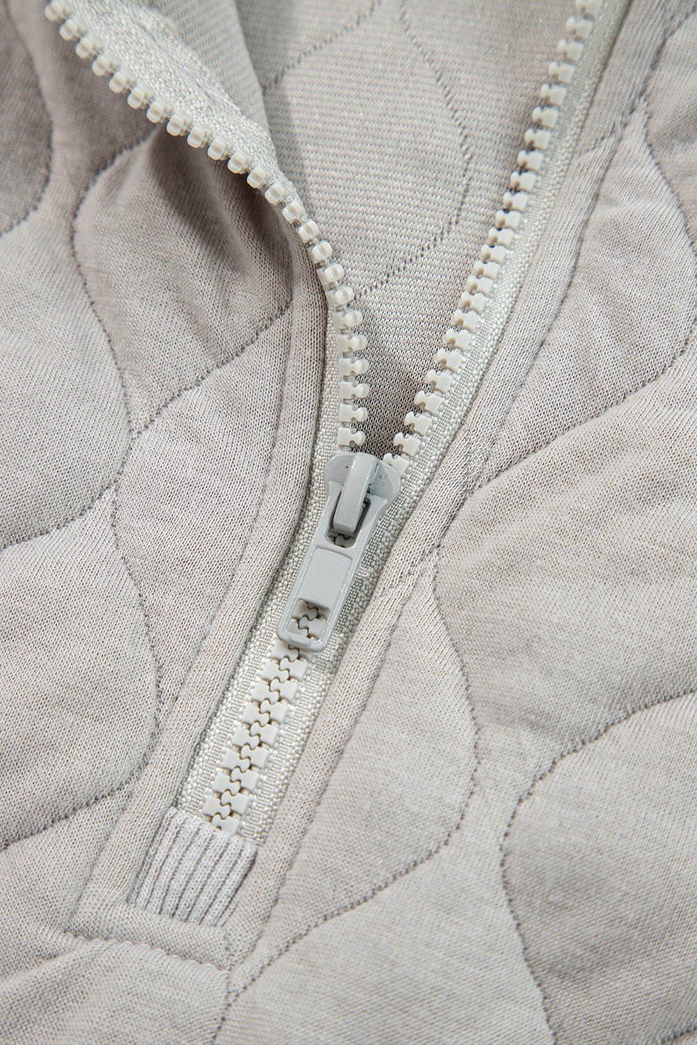 Gray Quilted Quarter Zip Plus Size Hoodie - Rustic Avenue