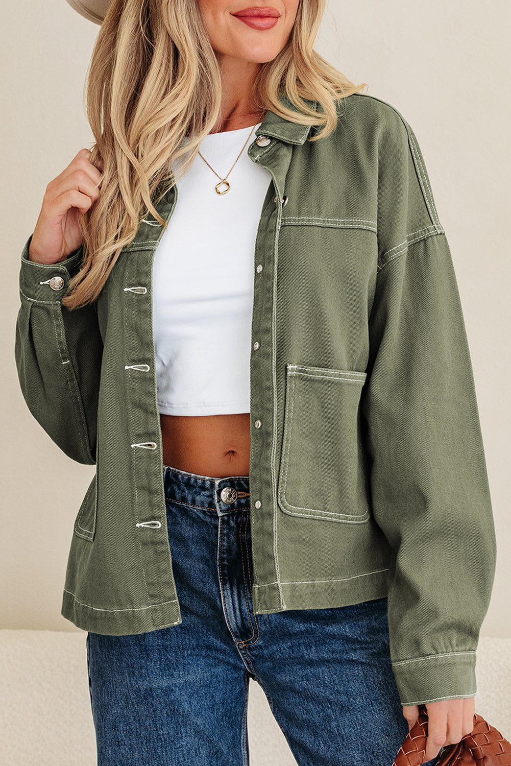 Isabella Collared Front Boyfriend Jacket - Rustic Avenue