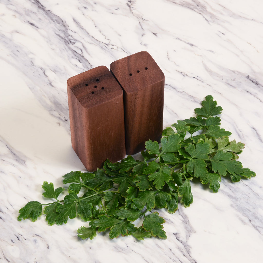 Salt & Pepper Shakers on an Acacia Wood Base - Rustic Avenue