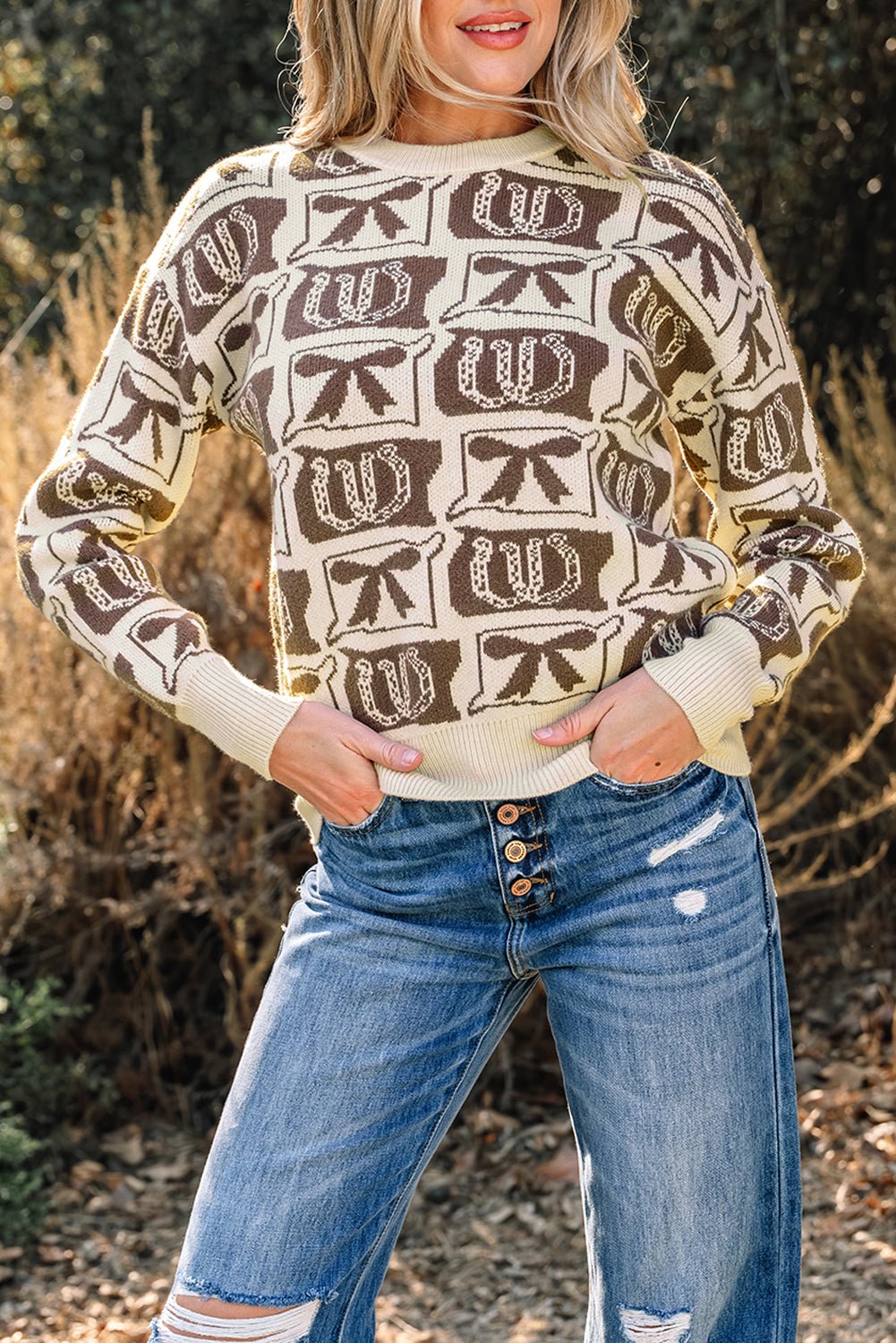 Sofia Western Fashion Print Sweater - Rustic Avenue