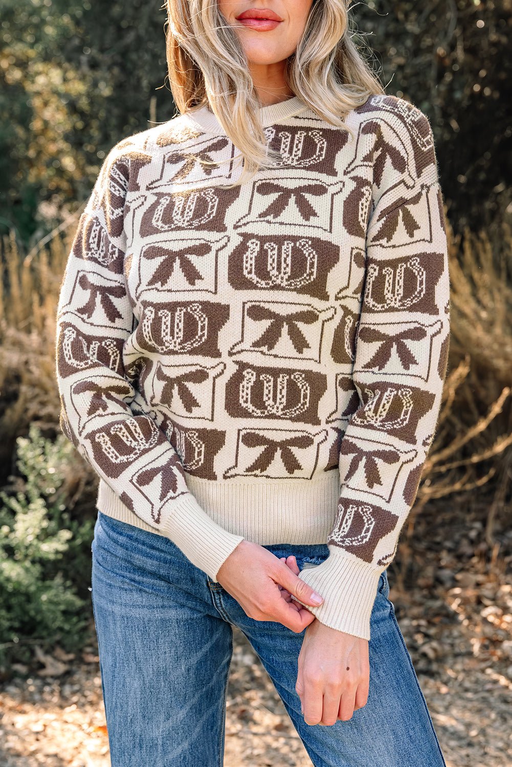 Sofia Western Fashion Print Sweater - Rustic Avenue