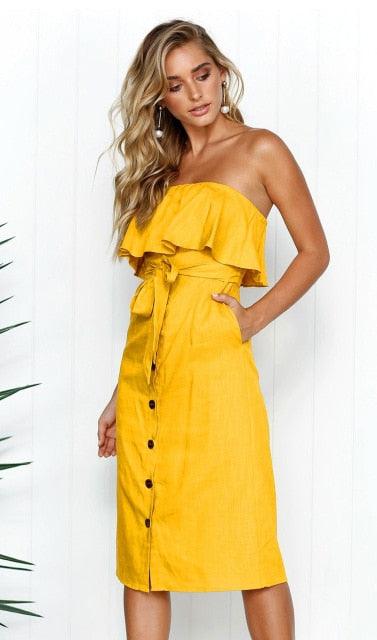 Summer Sun Strapless Button - Down Dress - Rustic Avenue