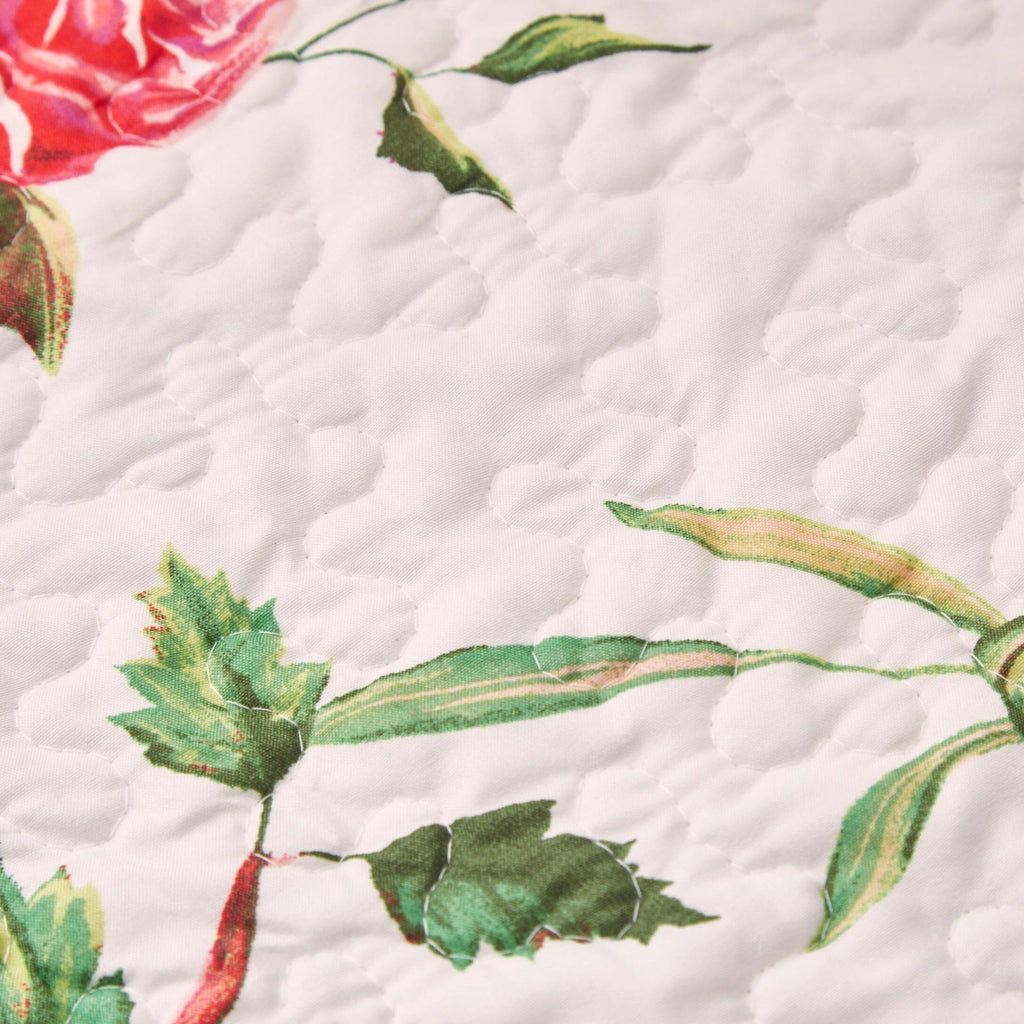 DaDa Bedding Romantic Roses Pink White Lovely Floral Quilted Dining Table Runner (879) - Rustic Avenue