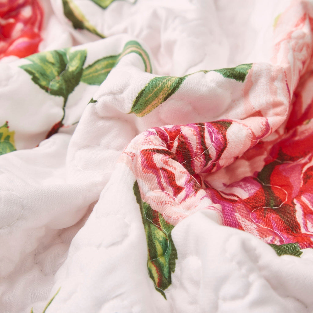 DaDa Bedding Romantic Roses Pink White Lovely Floral Quilted Dining Table Runner (879) - Rustic Avenue