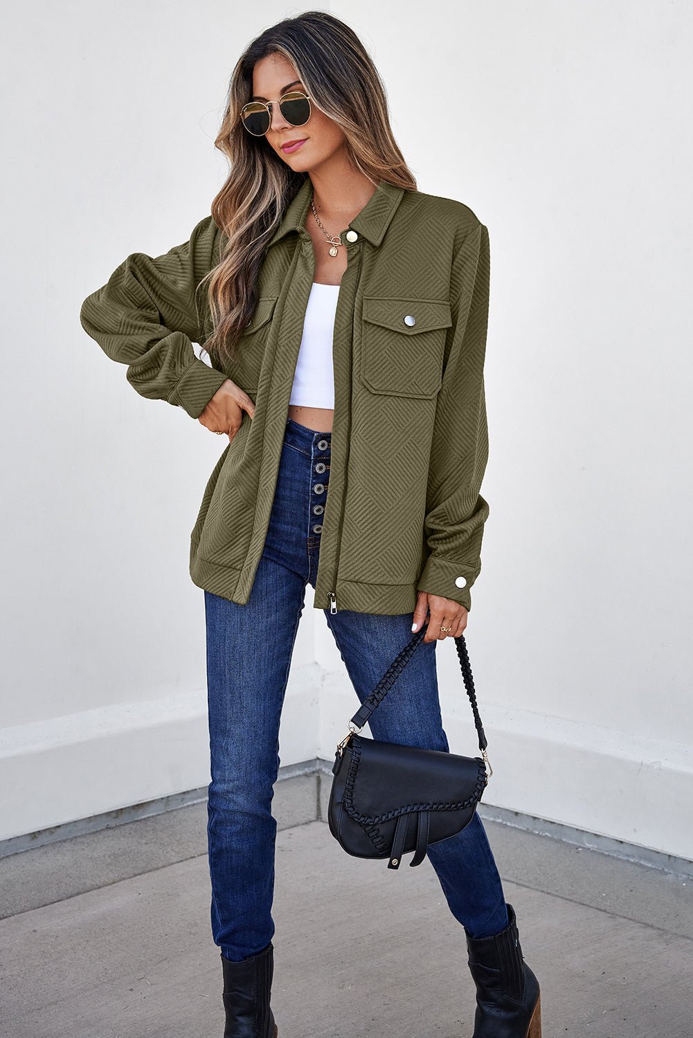Remi Zip Up Flap Shirt - Rustic Avenue