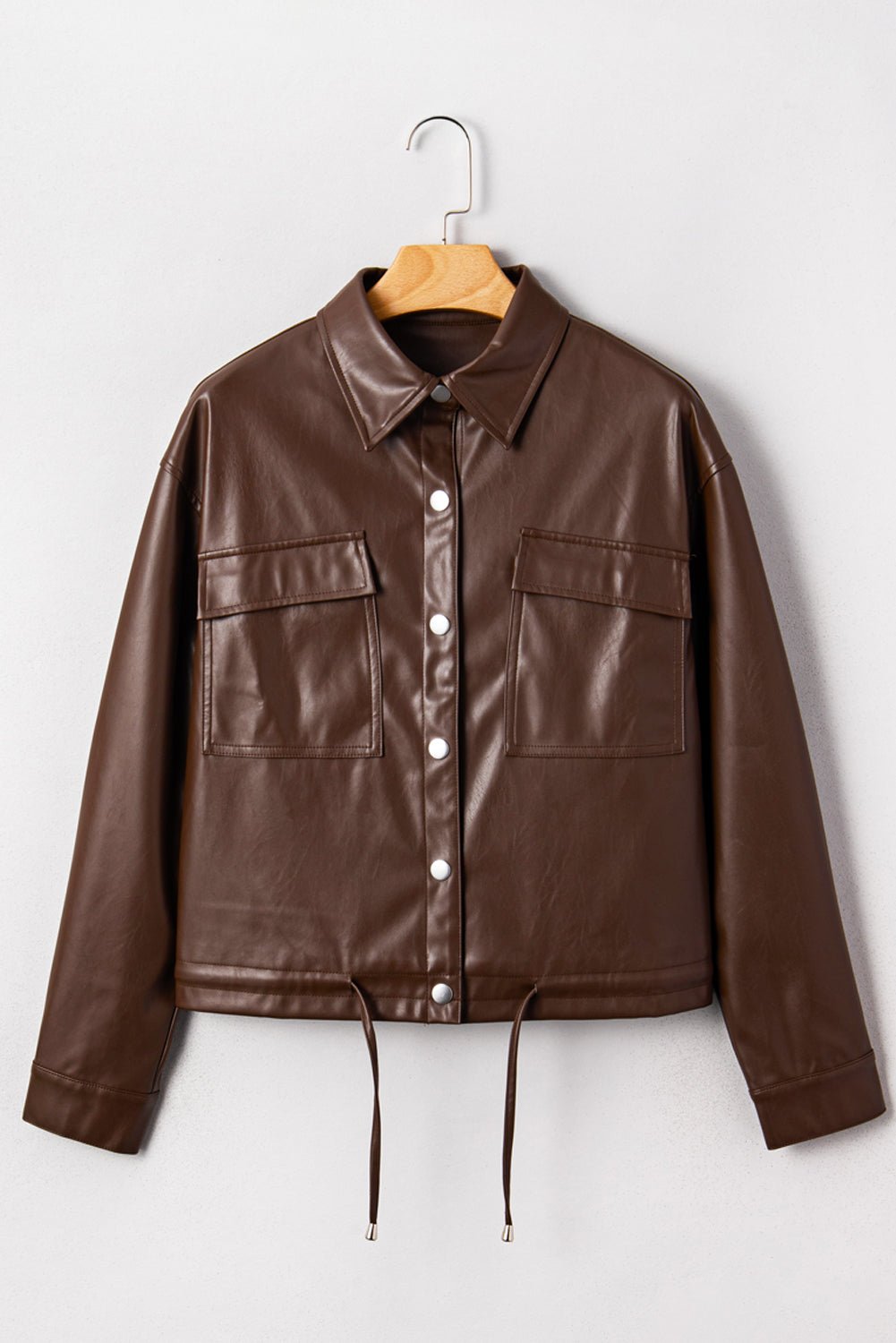 Mila Drawstring Hem Leather Jacket - Rustic Avenue