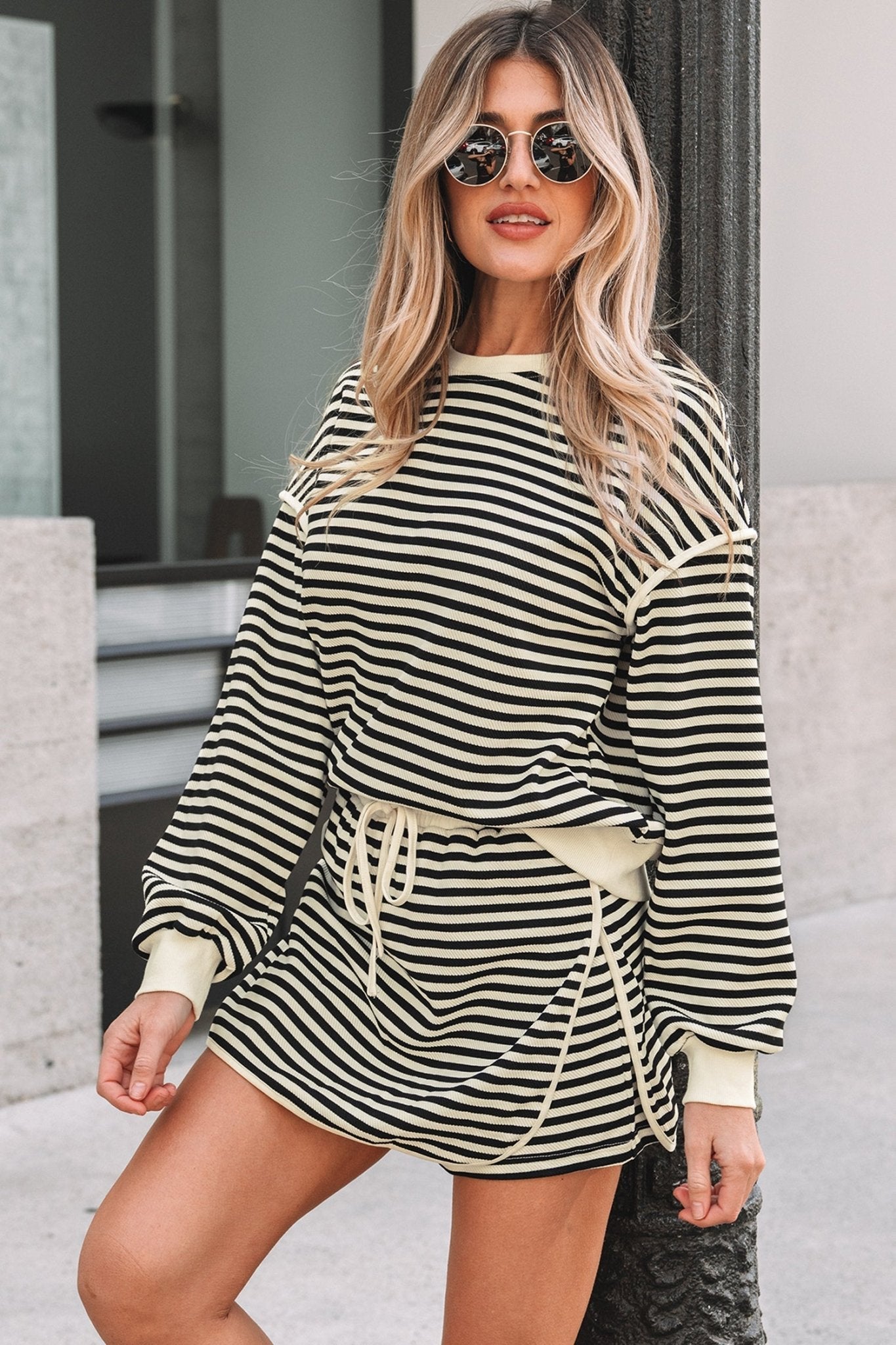 Jessica Drop Shoulder Pullover Top & Skirt Set - Rustic Avenue