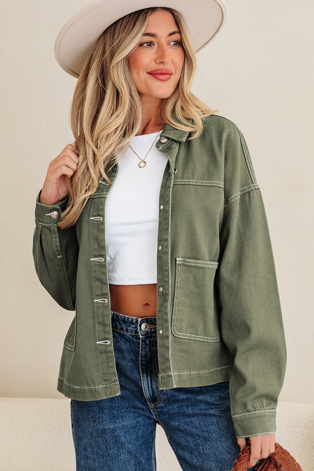 Isabella Collared Front Boyfriend Jacket - Rustic Avenue