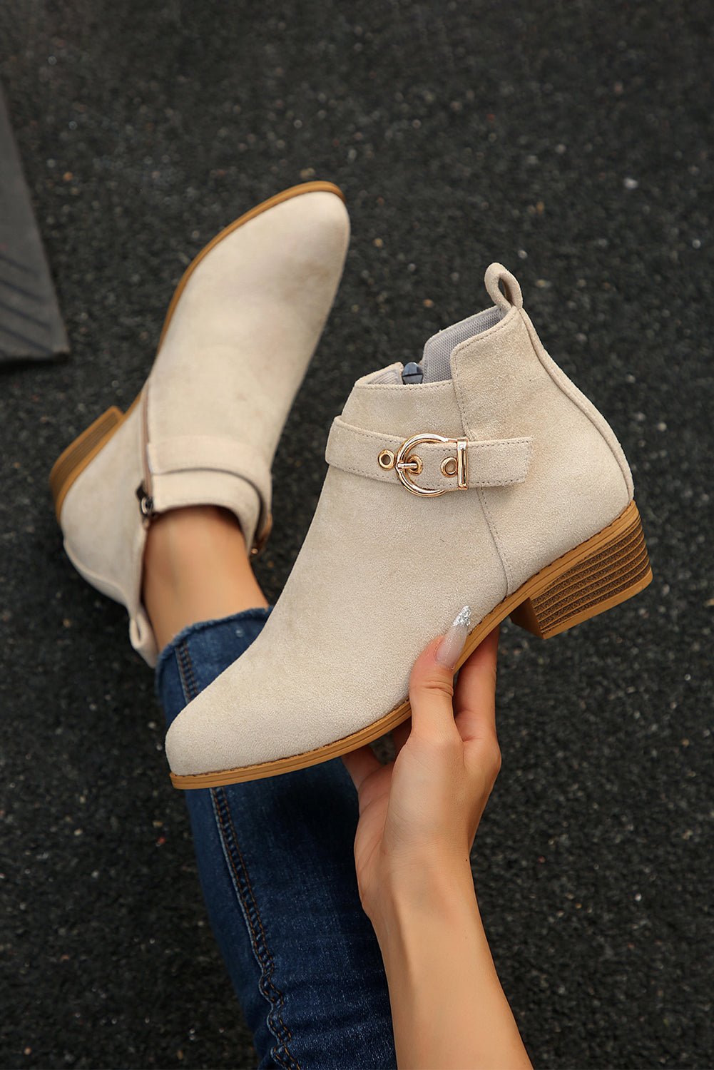 Eleanor Chunky Heel Suede Boots - Rustic Avenue