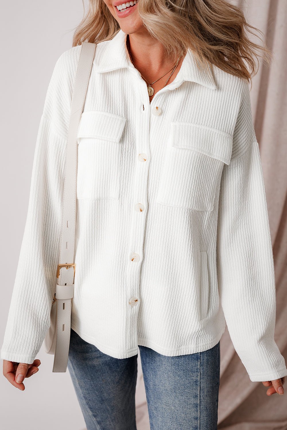 Lilith Corduroy Buttoned Long Sleeve Jacket - Rustic Avenue