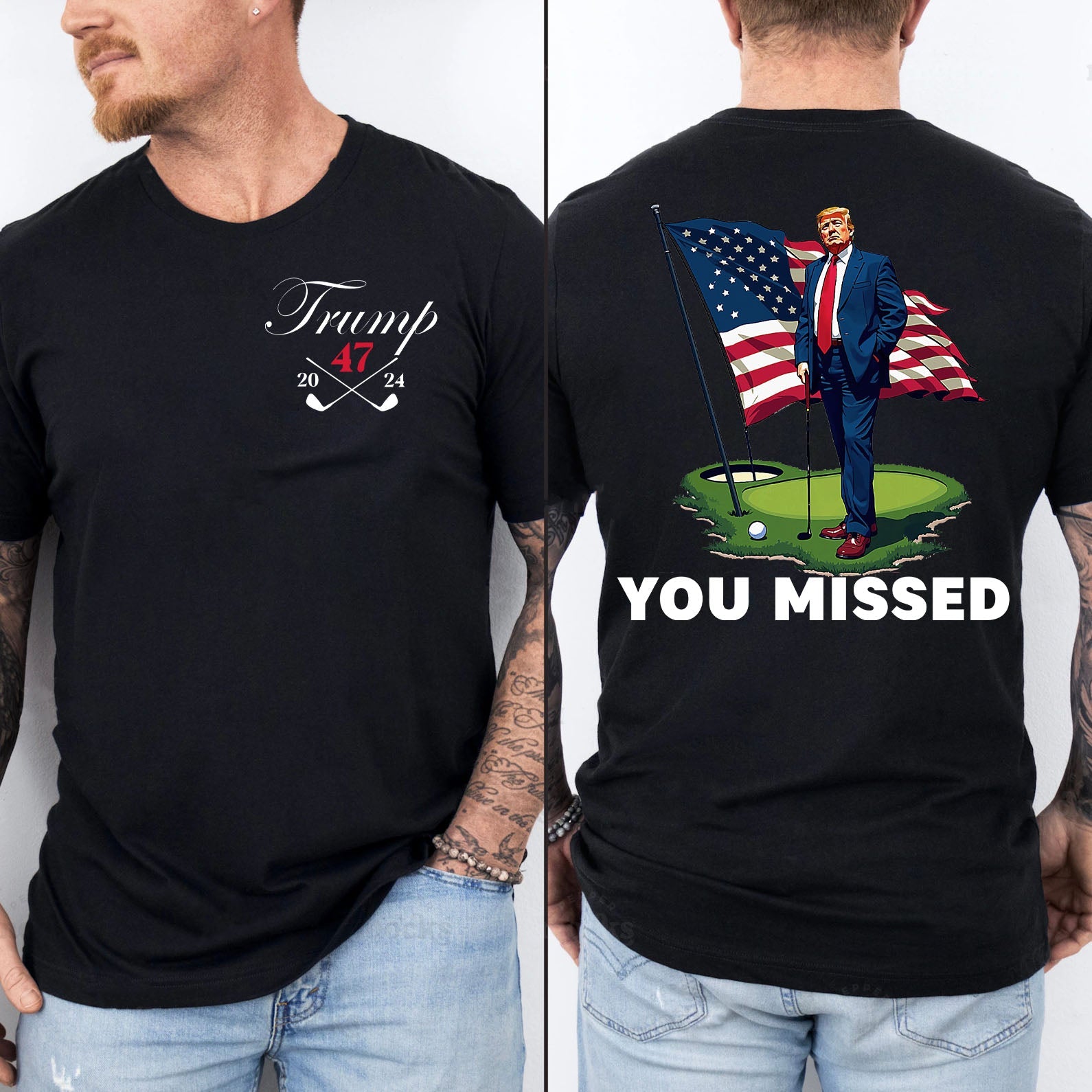 Trump Golf You Missed Shirts | Barstol Golf Trump Tshirts | Republican Nominee Shirts | Republican Political T-shirts | Trump Front & Back Shirt Dark 681853 - GOP - Rustic Avenue