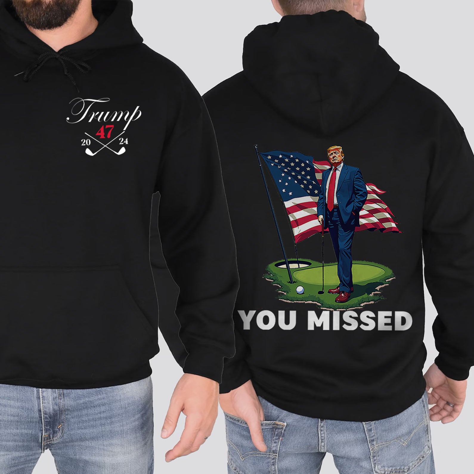 Trump Golf You Missed Shirts | Barstol Golf Trump Tshirts | Republican Nominee Shirts | Republican Political T-shirts | Trump Front & Back Shirt Dark 681853 - GOP - Rustic Avenue
