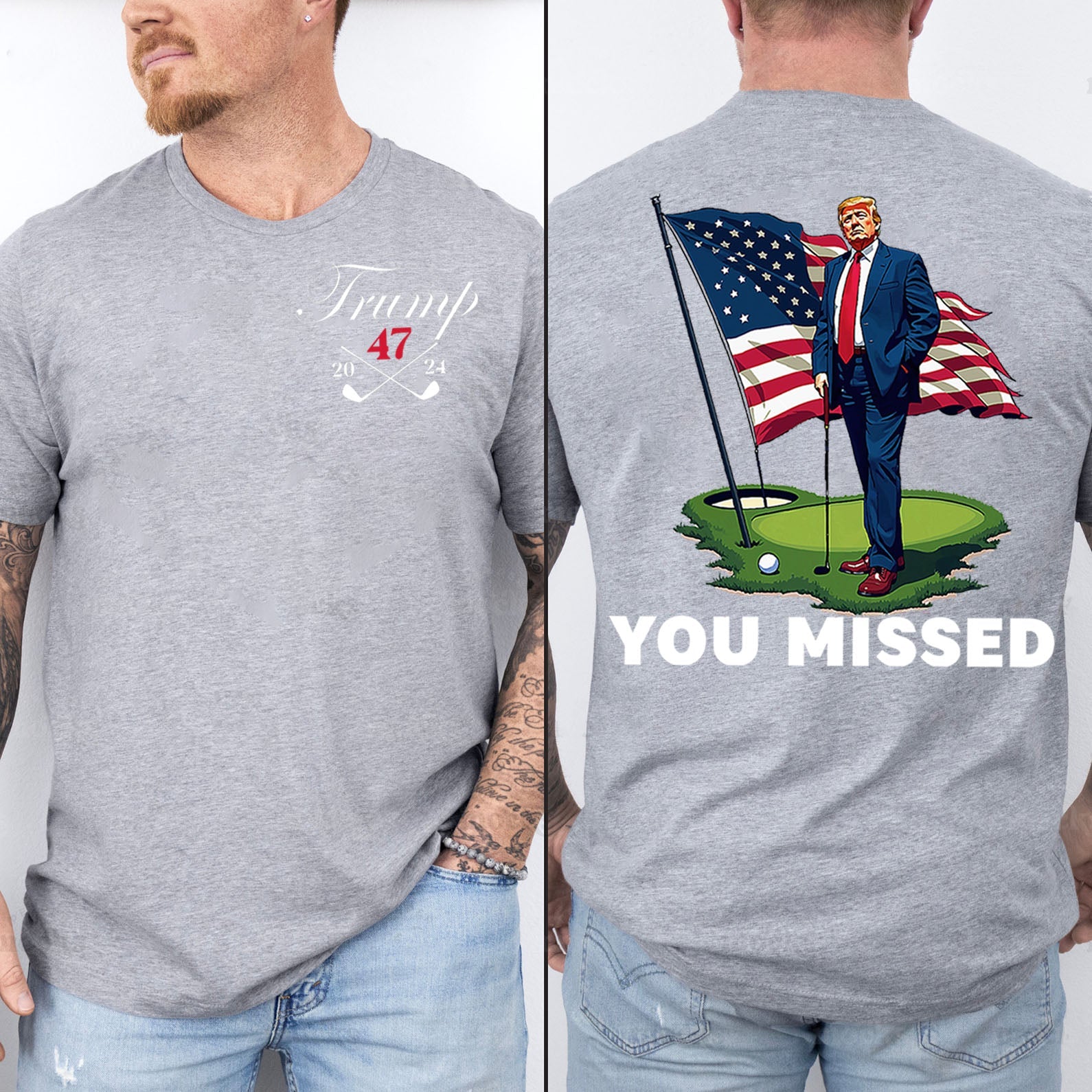 Trump Golf You Missed Shirts | Barstol Golf Trump Tshirts | Republican Nominee Shirts | Republican Political T-shirts | Trump Front & Back Shirt Dark 681853 - GOP - Rustic Avenue