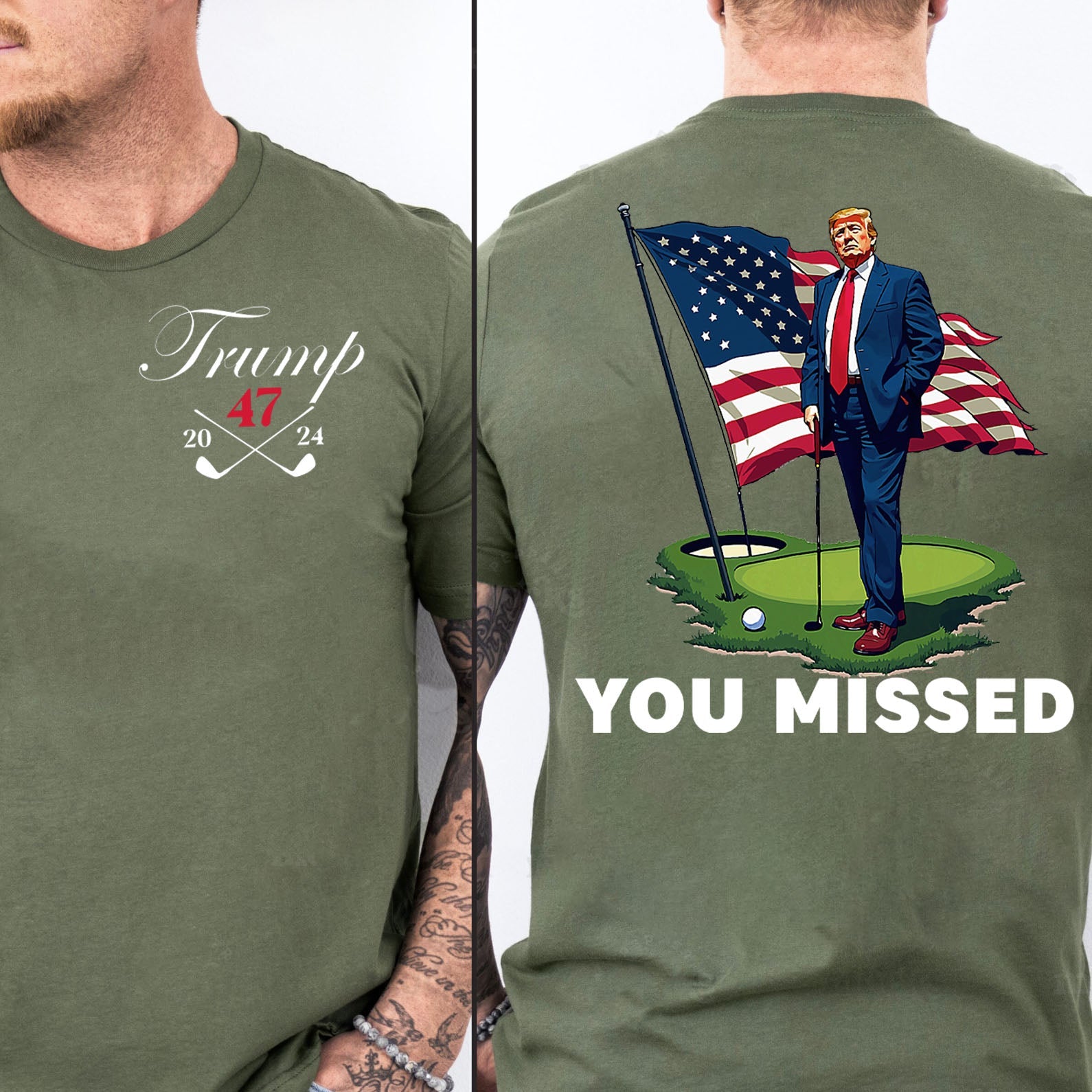 Trump Golf You Missed Shirts | Barstol Golf Trump Tshirts | Republican Nominee Shirts | Republican Political T-shirts | Trump Front & Back Shirt Dark 681853 - GOP - Rustic Avenue