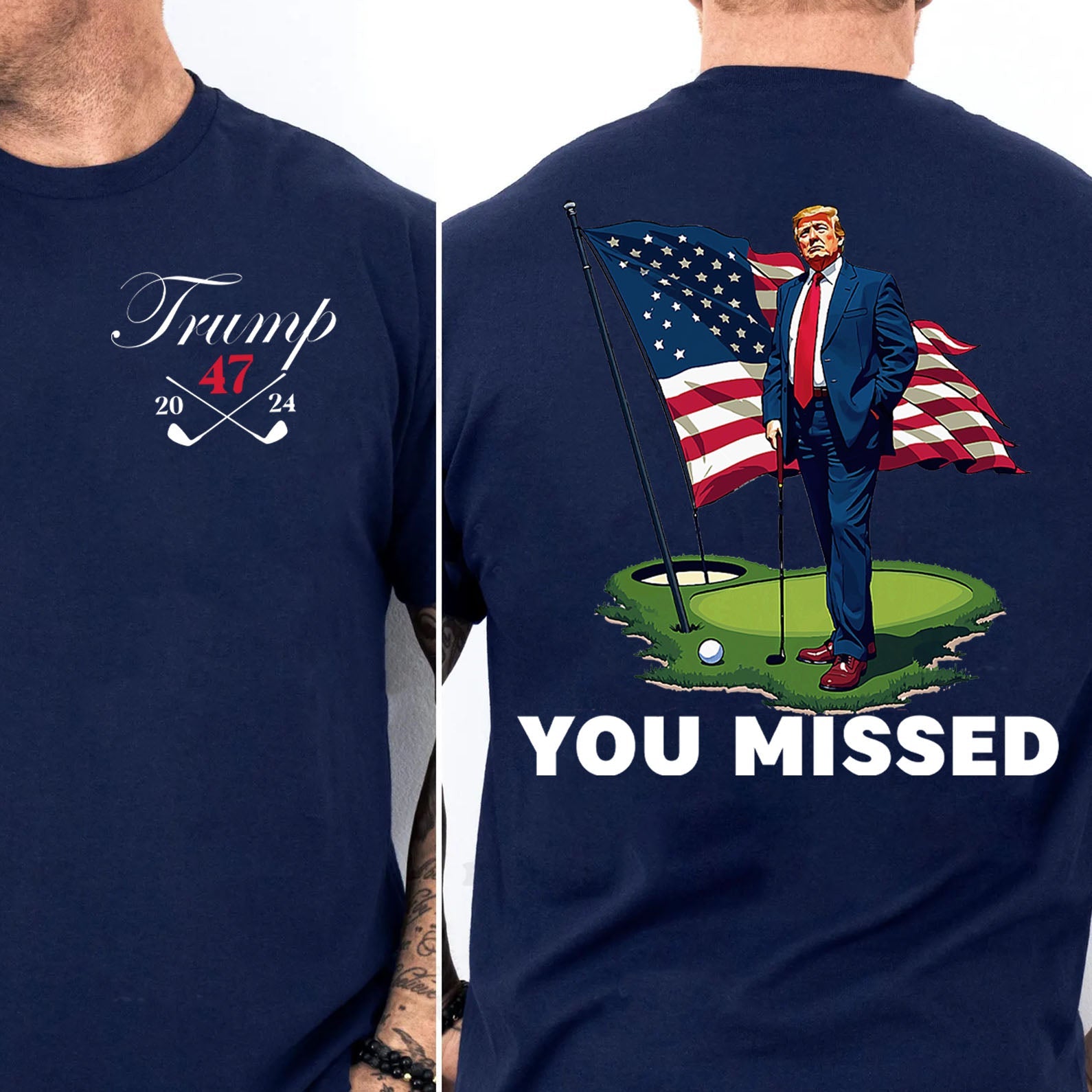 Trump Golf You Missed Shirts | Barstol Golf Trump Tshirts | Republican Nominee Shirts | Republican Political T-shirts | Trump Front & Back Shirt Dark 681853 - GOP - Rustic Avenue