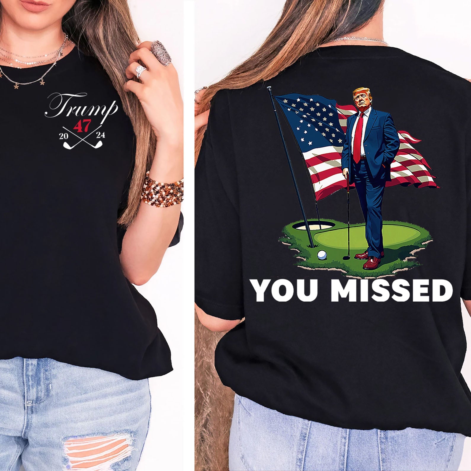 Trump Golf You Missed Shirts | Barstol Golf Trump Tshirts | Republican Nominee Shirts | Republican Political T-shirts | Trump Front & Back Shirt Dark 681853 - GOP - Rustic Avenue