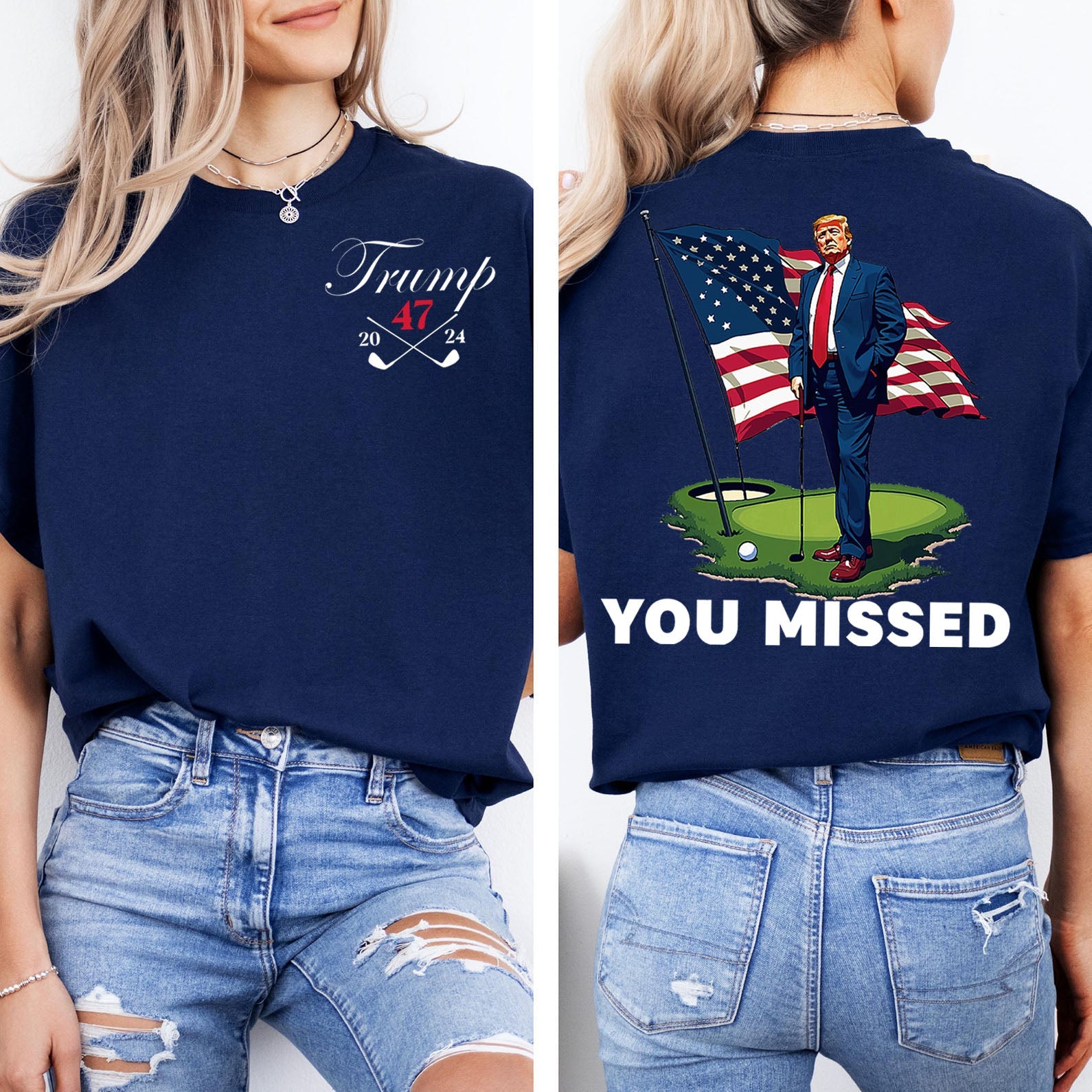 Trump Golf You Missed Shirts | Barstol Golf Trump Tshirts | Republican Nominee Shirts | Republican Political T-shirts | Trump Front & Back Shirt Dark 681853 - GOP - Rustic Avenue