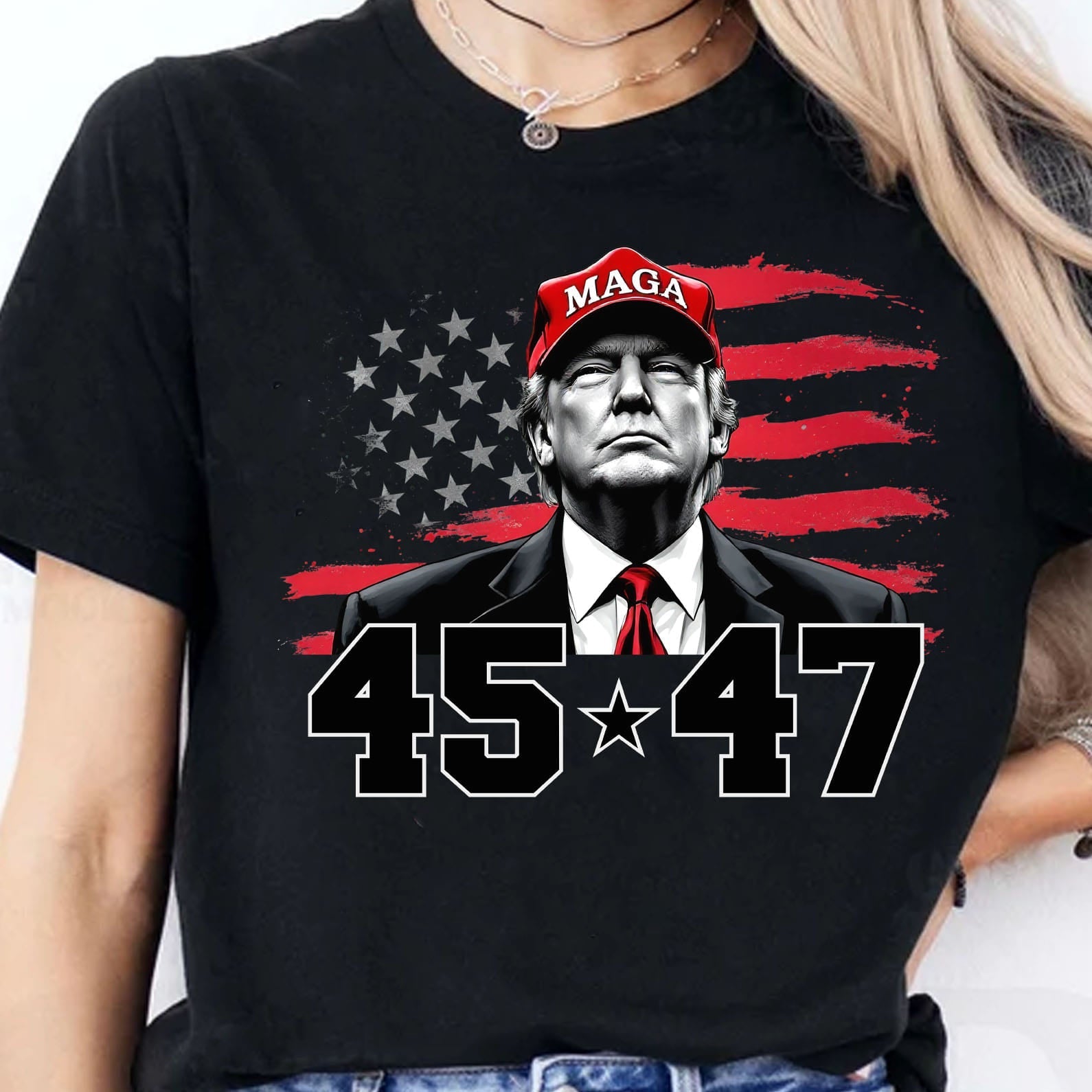 Trump MAGA 45 47 Shirt, President 47th Trump Shirt, Trump Patriotic Shirt, Republican Dark Shirt 681981 - GOP - Rustic Avenue