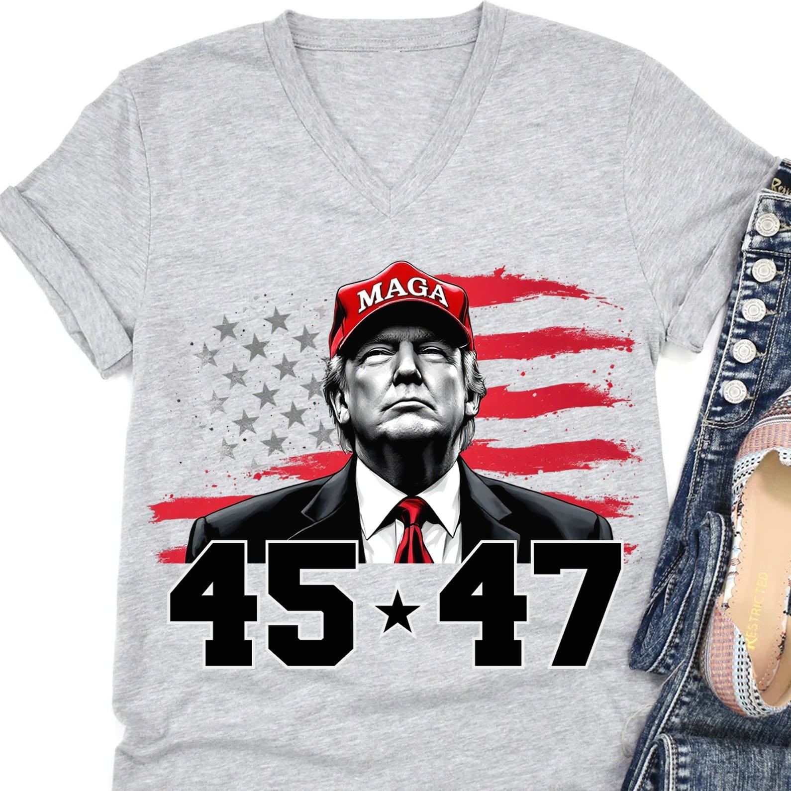 Trump MAGA 45 47 Shirt, President 47th Trump, Trump Patriotic Shirt, Republican Shirt Bright 681981 - GOP - Rustic Avenue