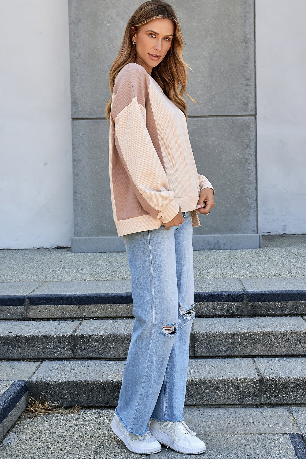 Lavender Low Raglan Sleeve Sweatshirt - Rustic Avenue