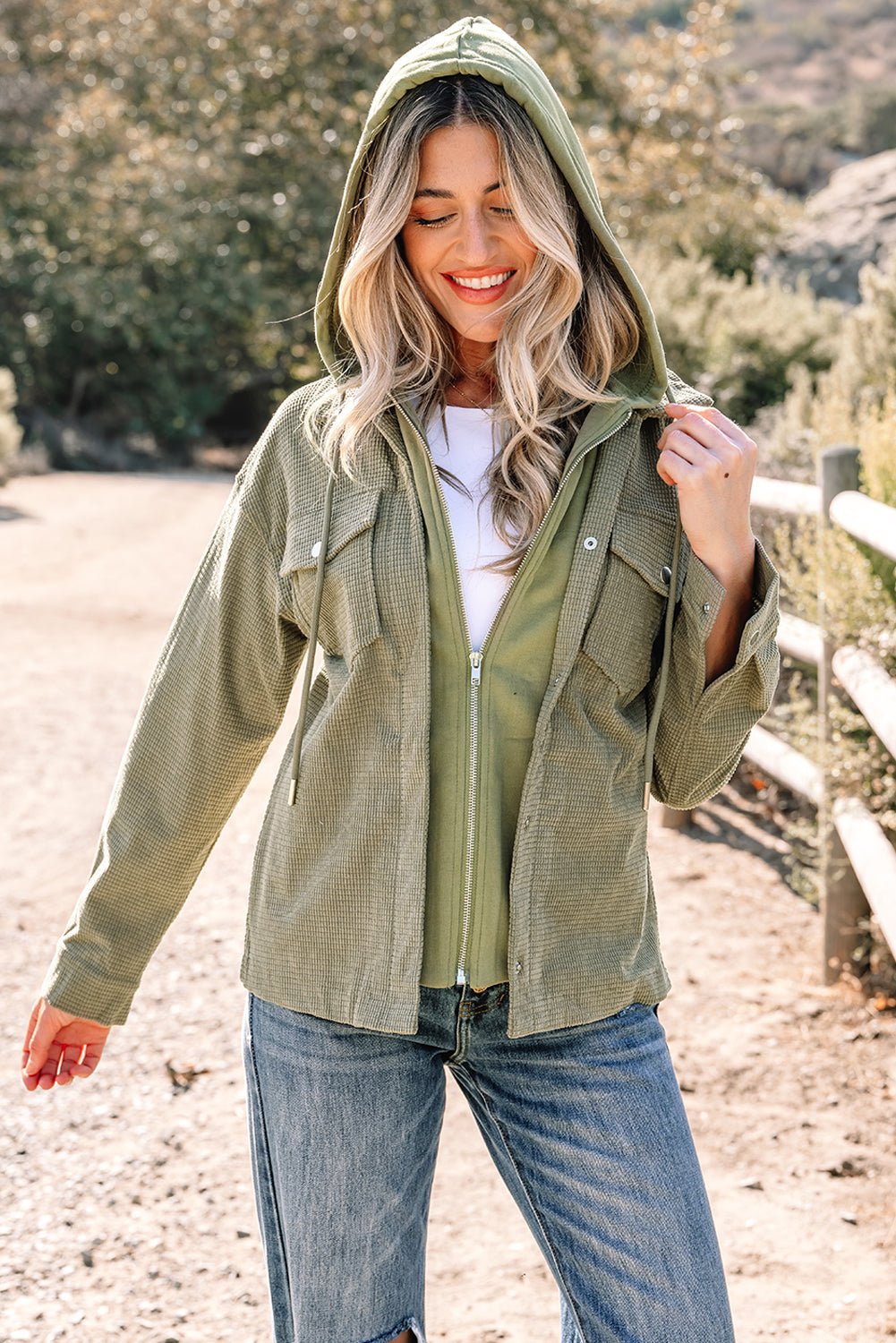 Undine Knit Textured Hooded Jacket - Rustic Avenue