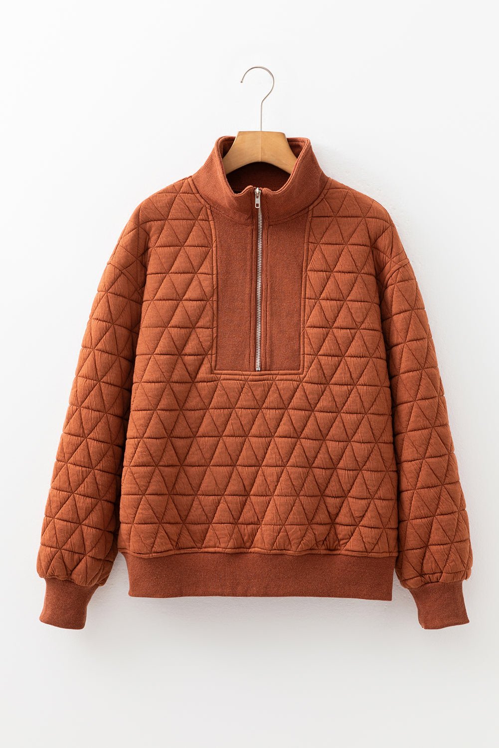 Yavita Half Zipped Loose Sweatshirt - Rustic Avenue