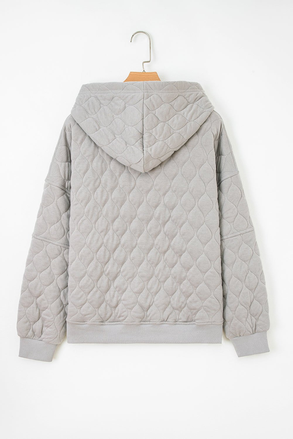 Gray Quilted Quarter Zip Plus Size Hoodie - Rustic Avenue
