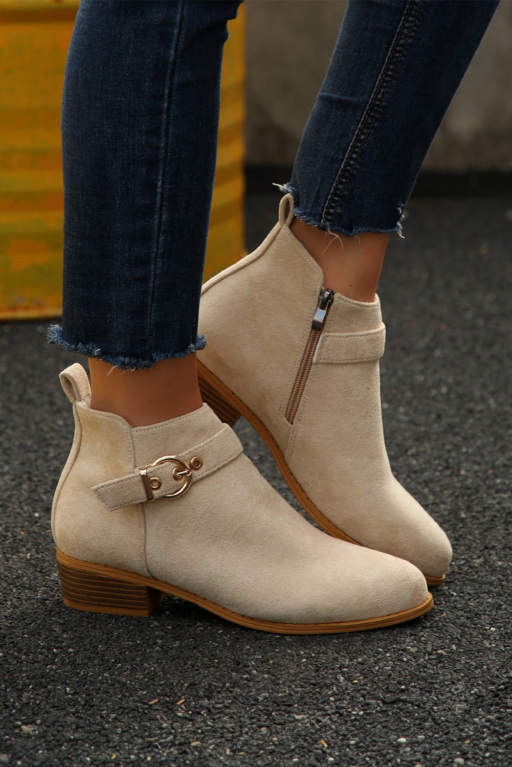 Eleanor Chunky Heel Suede Boots - Rustic Avenue