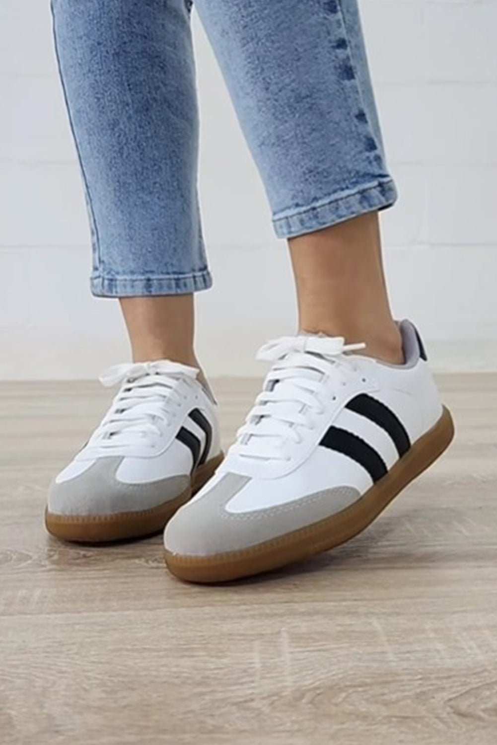 Willa Striped Lace - up Flat Sneakers - Rustic Avenue