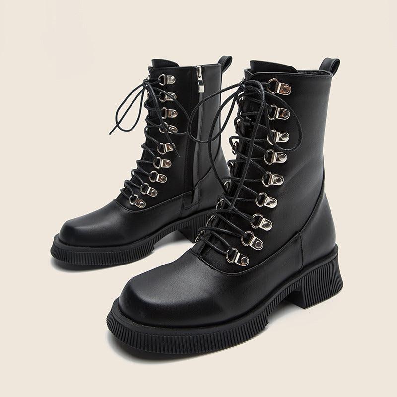 Black Knight Lace - Up Boots - Rustic Avenue