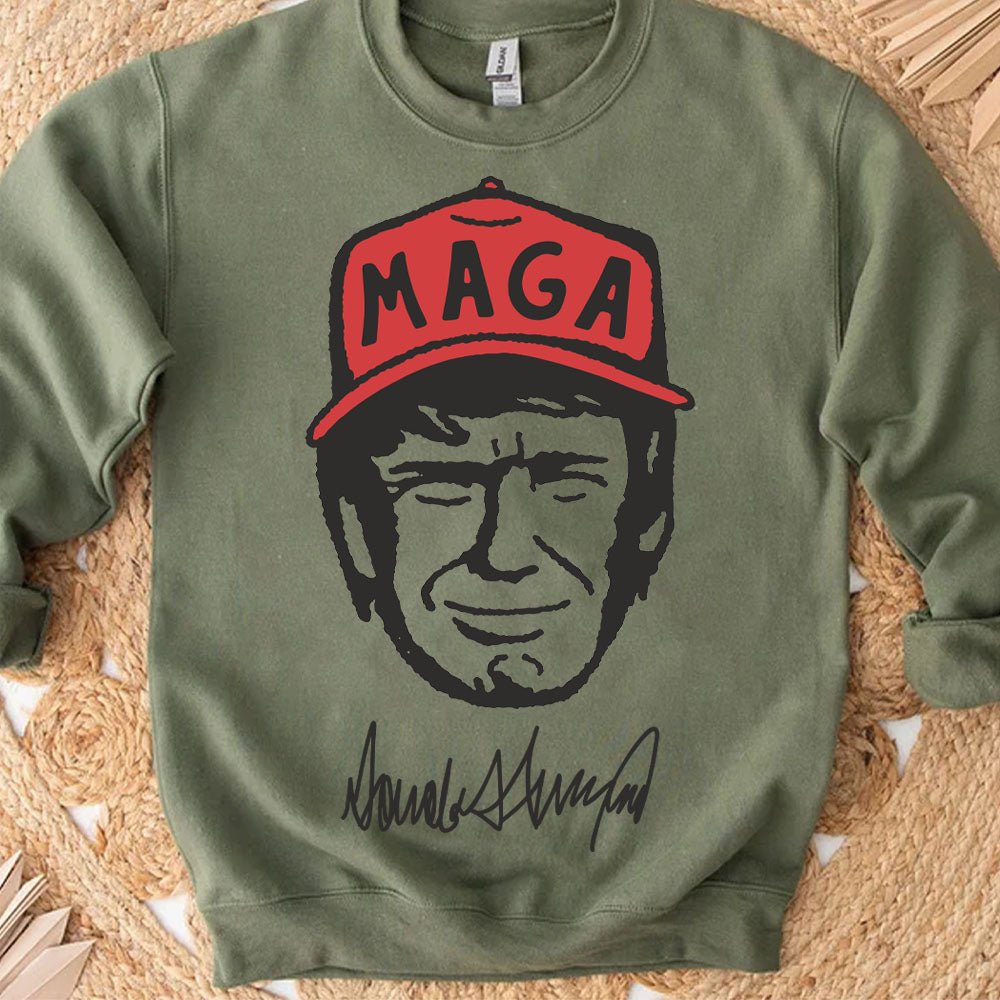 Trump MAGA Hat Cartoon Shirt, Trump MAGA Sweatshirt, Republican Sweater T1588 - GOP - Rustic Avenue