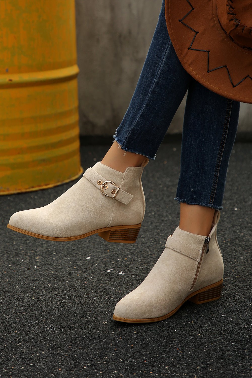 Eleanor Chunky Heel Suede Boots - Rustic Avenue