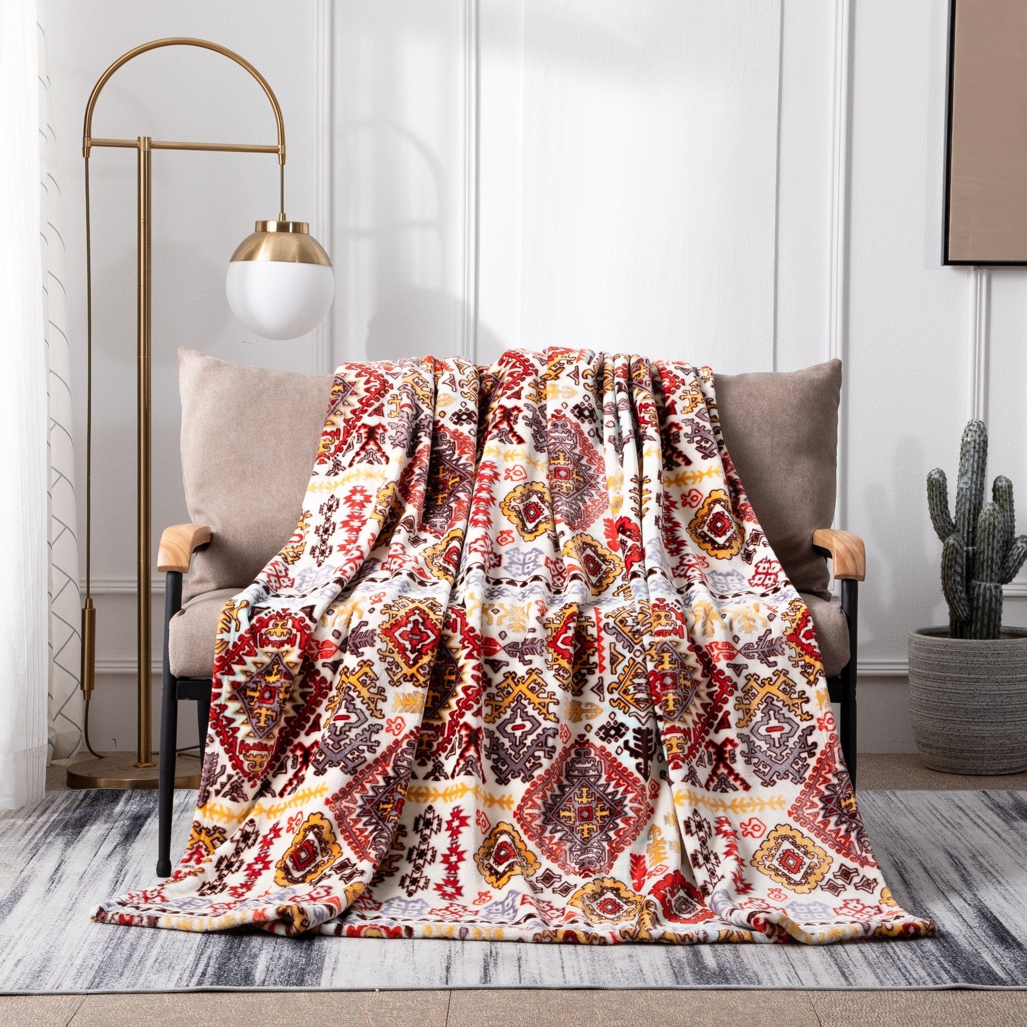 DaDa Bedding Southwestern Havana Geometric Soft Plush Fleece Flannel Throw Blanket (XY1012) - Rustic Avenue