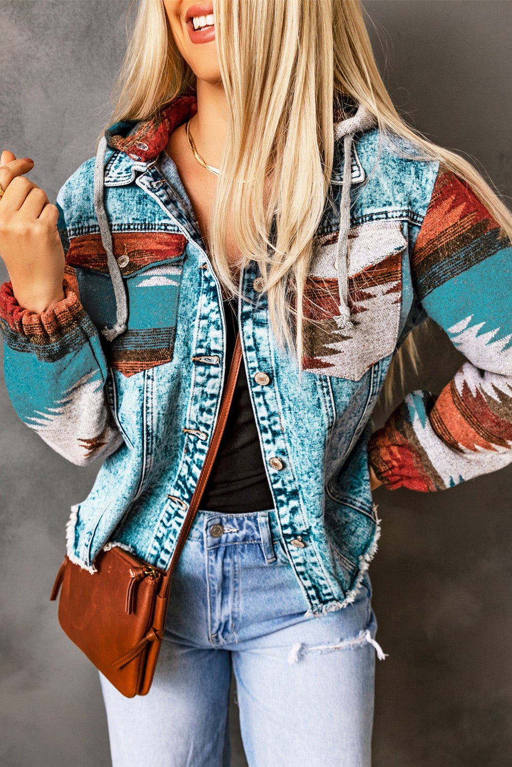 Emily Print Frayed Hem Jacket - Rustic Avenue